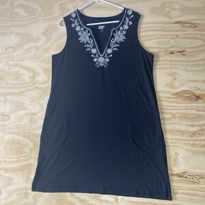 Women's Lands End Cotton Jersey Sleeveless Swim Cover Up w/ Pockets, Size L P